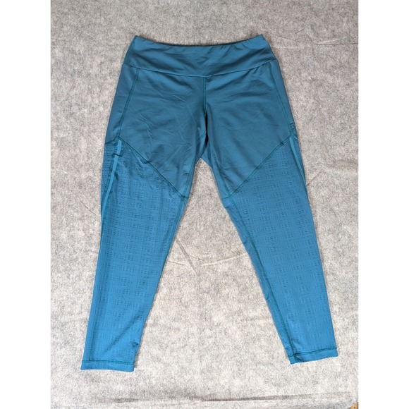 The North Face Womens XL Blue Athletic Leggings Cropped Textured Panel - Picture 2 of 9